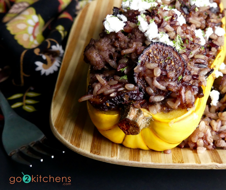 Twice Baked Delicata Squash with Bison