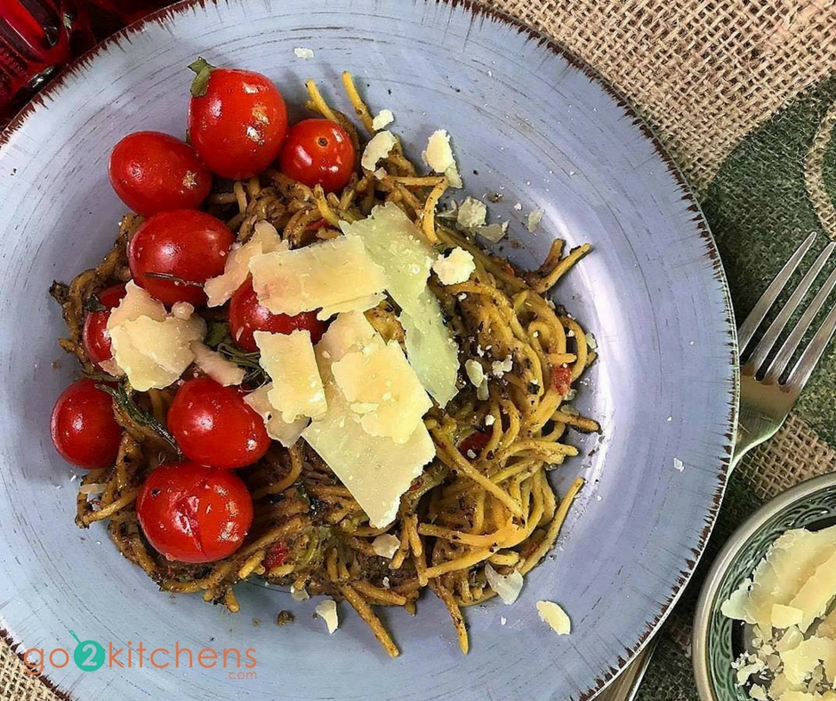 Lentil Spaghetti in Black Olive Mushroom Sauce