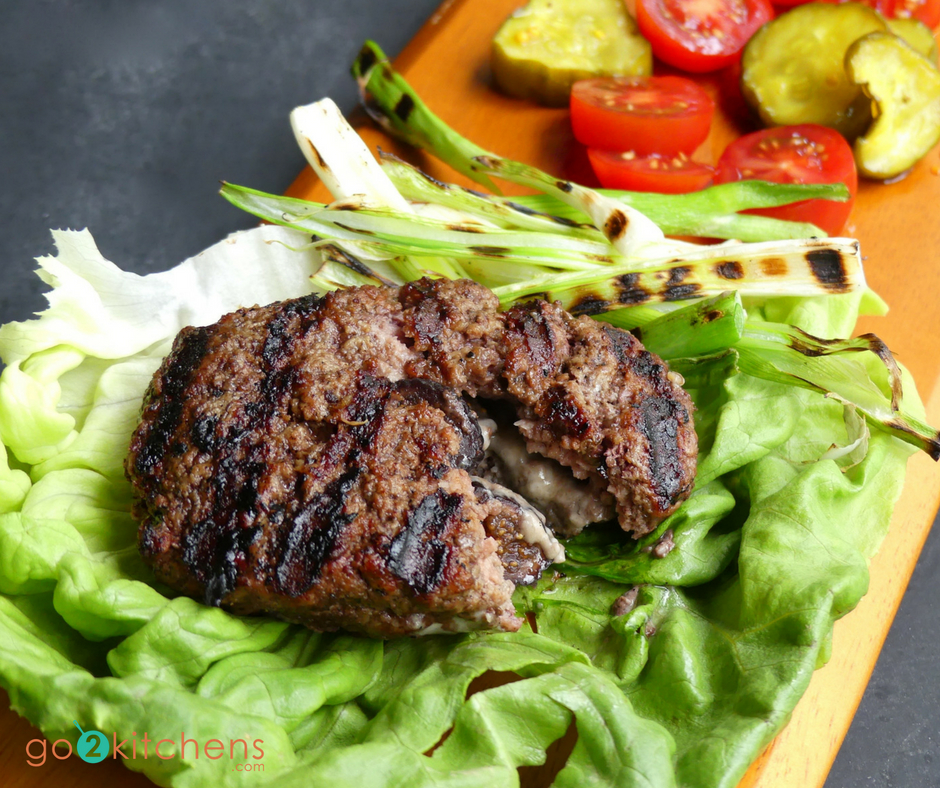 Fig and Cheese Stuffed Bison Burgers